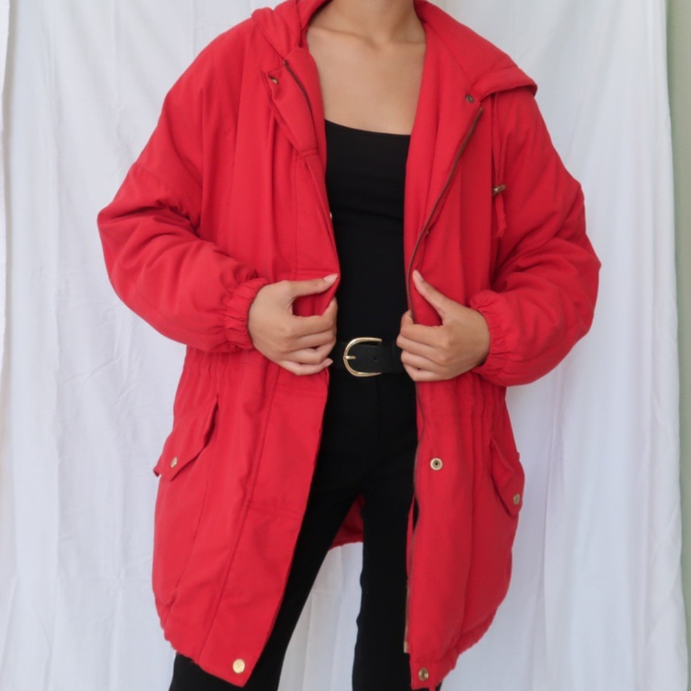 Red outerwear Layer Jacket coat hoodie Size 8